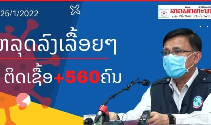 ເລີ່ມຫລຸດລົງເລື້ອຍໆ! ວັນທີ 25 ມັງກອນ 2022 ສປປ ລາວ ພົບຜູ້ຕິດເຊື້ອໂຄວິດ +560 ຄົນ ແລະ ເສຍຊີວິດ +2 ຄົນ