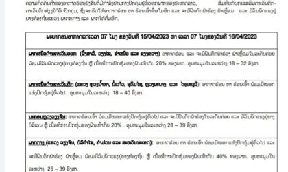ພາກເໜືອຕາເວັນອອກ ແລະ ພາກກາງຫາພາກໃຕ້ຈະມີຝົນຕົກ ຟ້າຮ້ອງຟ້າເຫລື້ອມ