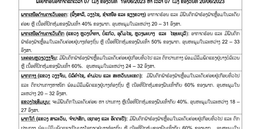 ກະແສລົມຕາເວັນຕົກ-ຕາເວັນຕົກສຽງໃຕ້ພັດປົກຄຸມ ຈະເກີດມີຝົນຕົກທົ່ວທຸກພາກຂອງລາວ ກະແສລົມຕາເວັນຕົກ-ຕາເວັນຕົກສຽງໃຕ້ພັດປົກຄຸມ ຈະເກີດມີຝົນຕົກທົ່ວທຸກພາກຂອງລາວ