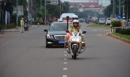 ເຈົ້າໜ້າທີ່ຕຳຫລວດຈະລາຈອນ ຈັດກຳລັງ 187 ສະຫາຍ ເຂົ້າປ້ອງກັນກອງປະຊຸມຫົວໜ້າຕໍາຫລວດອາຊຽນຄັ້ງທີ 41 ທີ່ນະຄອນຫລວງວຽງຈັນ