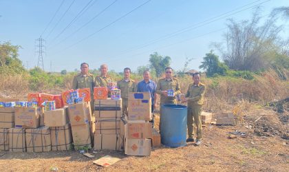 ປກສ ແຂວງຈຳປາສັກ ທຳລາຍບັ້ງພຸໄຟ ແລະ ໝາກກະໂພກ ລວມ 40 ແກັດ