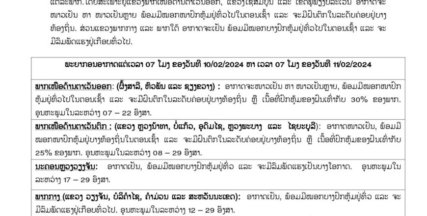 ໄຊສົມບູນ ແລະ ເຂດພູພຽງບໍລະເວນ ອາກາດຈະໜາວເຢັນຫລາຍ ແລະ ຈະມີລົມພັດແຮງຢູ່ເກືອບທົ່ວໄປຢູ່ທຸກພາກ ໄຊສົມບູນ ແລະ ເຂດພູພຽງບໍລະເວນ ອາກາດຈະໜາວເຢັນຫລາຍ ແລະ ຈະມີລົມພັດແຮງຢູ່ເກືອບທົ່ວໄປຢູ່ທຸກພາກ