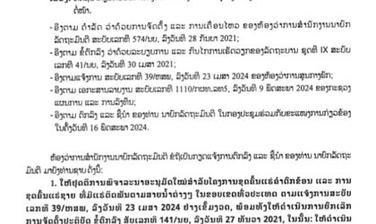 ແຈ້ງການ ທິດຊີ້ນໍາກ່ຽວກັບຜົນການລົງກວດກາໂຄງການບໍ່ແຮ່ຢູ່ບາງແຂວງ ແລະ ມາດຕະການແກ້ໄຂລວມໃນ ຕໍ່ໜ້າ