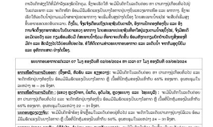 ເຕືອນເຝົ້າລະວັງ!! ນ້ຳຖ້ວມຊຸ ຢູ່ແຂວງພາກເໜືອ ແລະ ພາກກາງ ໂດຍສະເພາະ ນໍ້າເຊບັ້ງໄຟ ສືບຕໍ່ເພີ່ມຂຶ້ນສູງອາດຮອດເຂດອັນຕະລາຍ