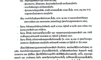 ແຈ້ງການກຳນົດລາຄາຂາຍຊີ້ນແຂວງບໍ່ແກ້ວ
