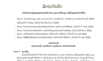 ລັດຖະບັນຍັດ ວ່າດ້ວຍ ການຄຸ້ມຄອງອາກອນເດັດຖານ ແລະ ຄ່າທຳນຽມ ສຳລັບທຸລະກິດກາຊິໂນ