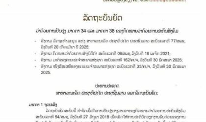 ລັດຖະບັນຍັດ ປັບປຸງບາງມາດຕາກົດໝາຍວ່າດ້ວຍປະກັນສັງຄົມ